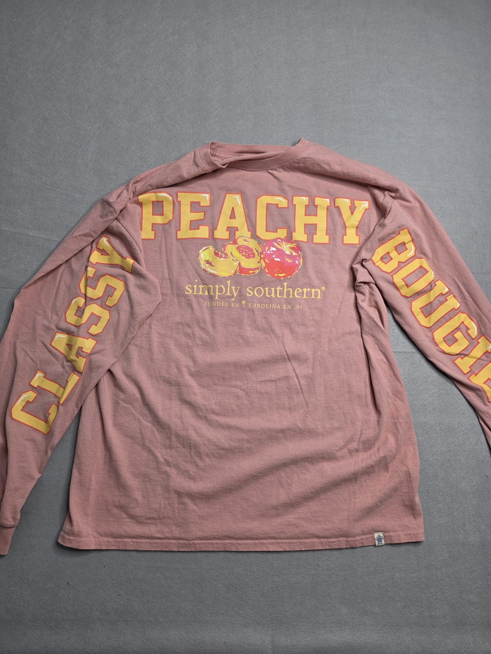 Women's Simply Southern Peachy Long Sleeve T-Shirt Rose Xlarge